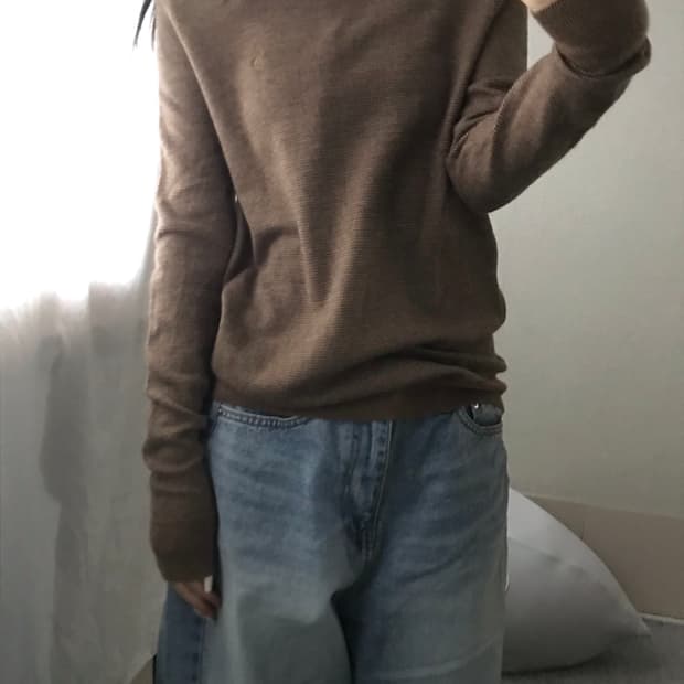 폴로 브라운 메리노울 니트