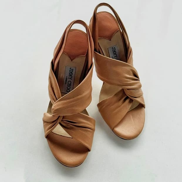 지미추 JIMMY CHOO 레더 슬링백 샌들힐