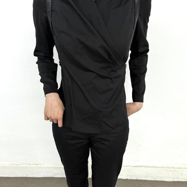 Black Back open drape blouse