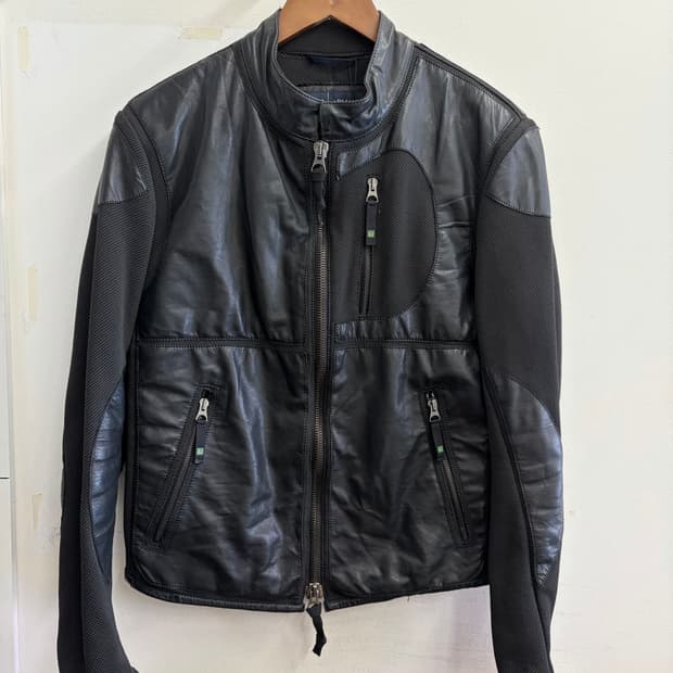 N87. 알마니 매쉬 레더 바이커 자켓
