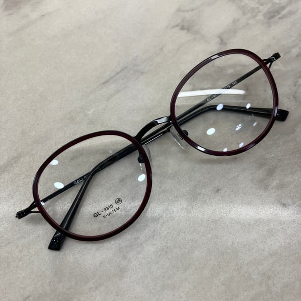 갤랑 GALLAN 블랙 와인 솔텍스 라운드 메탈테 안경
