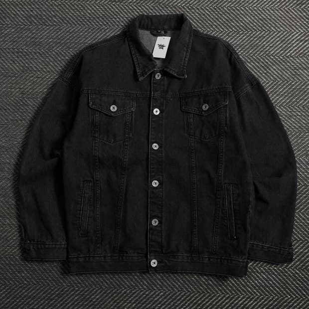 빈티지 흑청 박시핏 데님 트러커 자켓 o 4298
