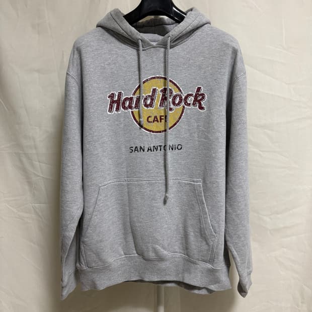 하드락 카페 샌 안토니오 크랙 프린트 후드티 / 그레이, L