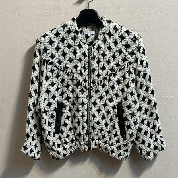 이로 파리 트위드 자가드 블루종 자켓