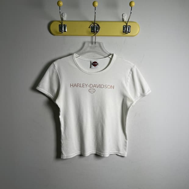 할리데이비슨 큐빅 로고 화이트 반팔 티셔츠 XL