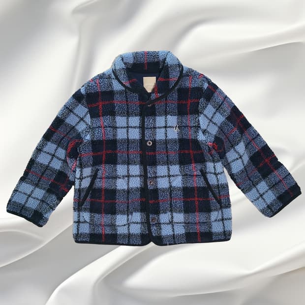 [빈폴 키즈 140] 체크 뽀글이 후리스 자켓 9세 10세 남아 여아