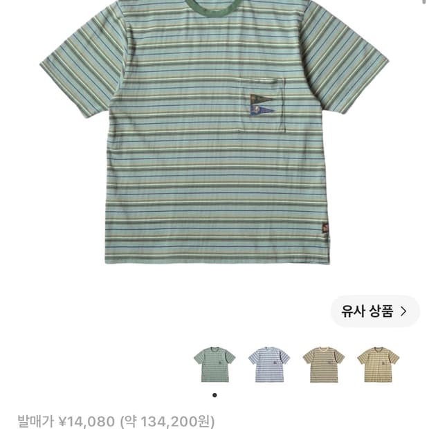캐피탈 멀티 보더 그린 반팔티L