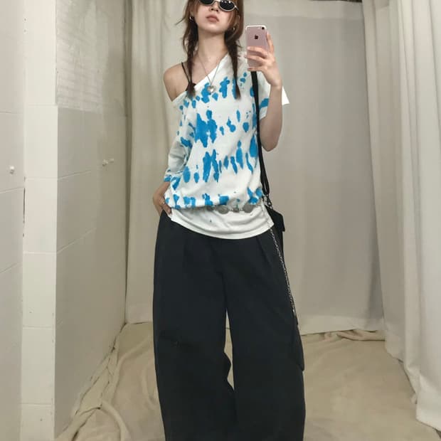 🫐 빈티지 블루 타이다이 데일리 보헤미안 힙 코디 세트