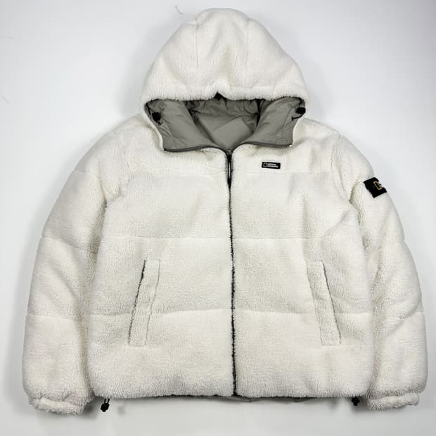 내셔널지오그래픽 뽀글이 와펜 리버시블 패딩 M