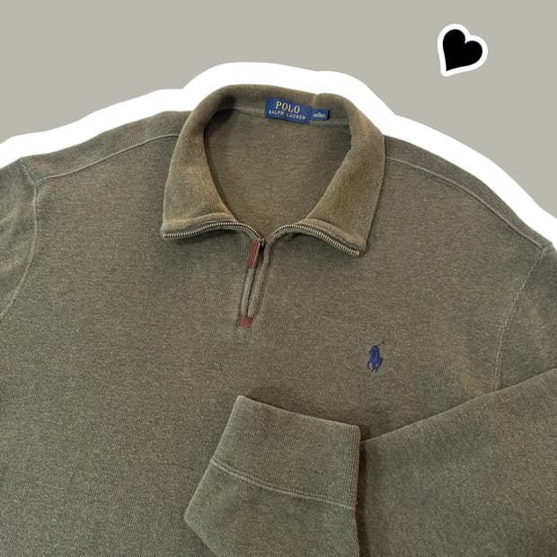 신형 폴로 랄프로렌 카키 반집업 면니트