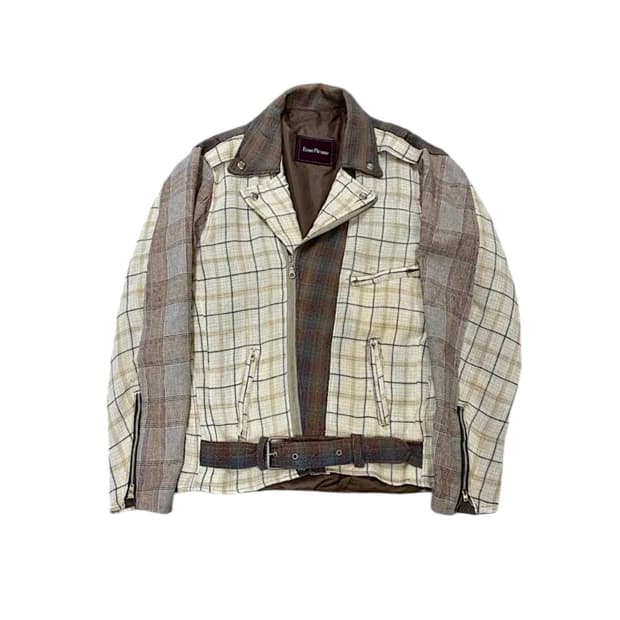 빈티지 플레이드 라이더 자켓