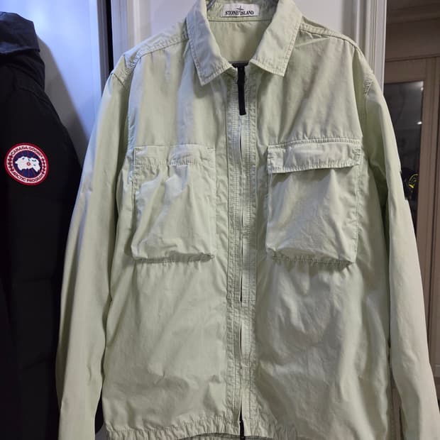 스톤아일랜드 코튼 가먼트 다잉 오버셔츠 세이지 그린