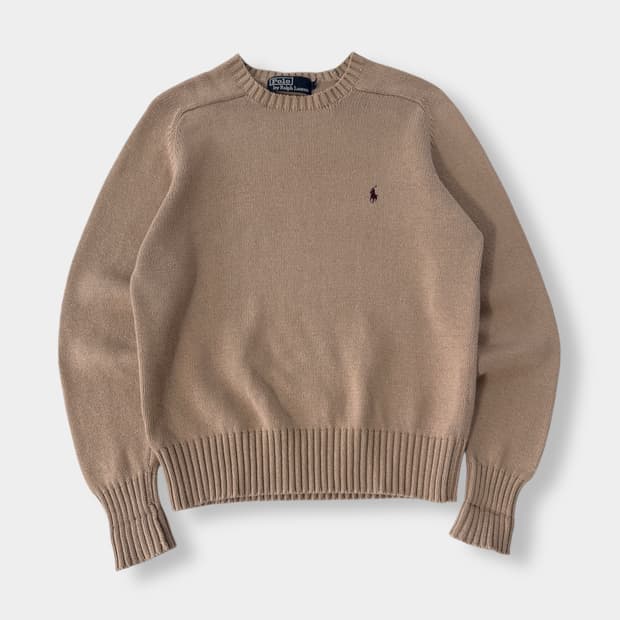 폴로 랄프로렌 90‘s 루즈핏 해비코튼 베이지 니트