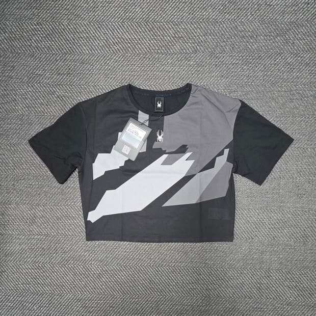 스파이더 크롭 반팔 티셔츠 블랙/그레이