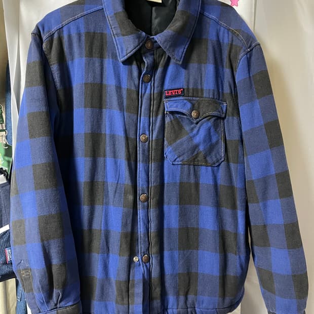 리바이스 누빔 체크 셔츠 자켓 키즈 165(남성S)
