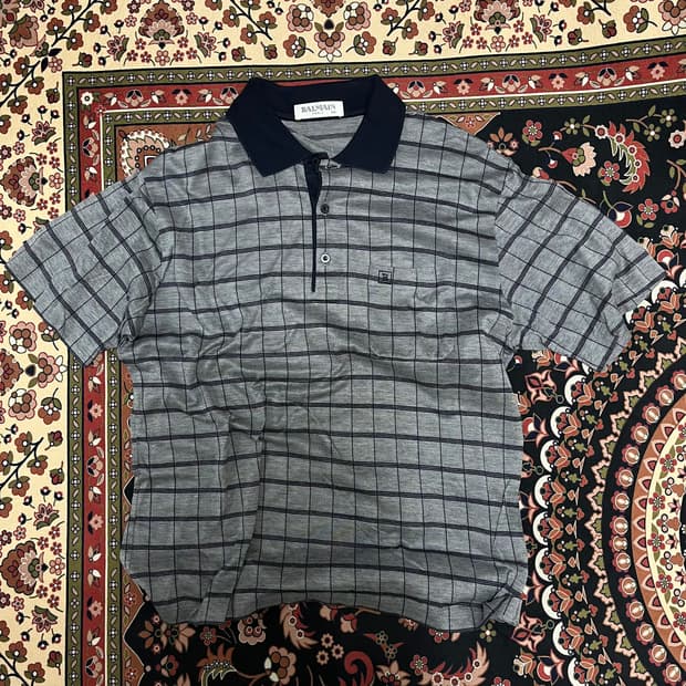 발망 파리 체크 반팔 카라티 L/100