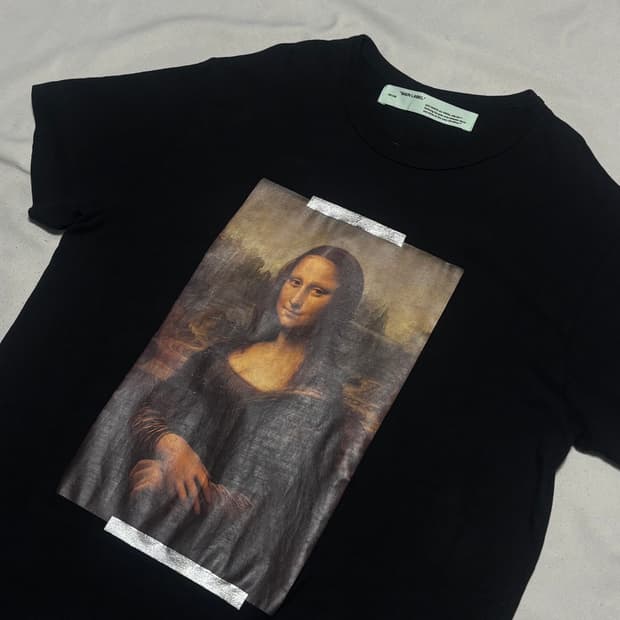 M 오프화이트 모나리자 프린팅 반팔티