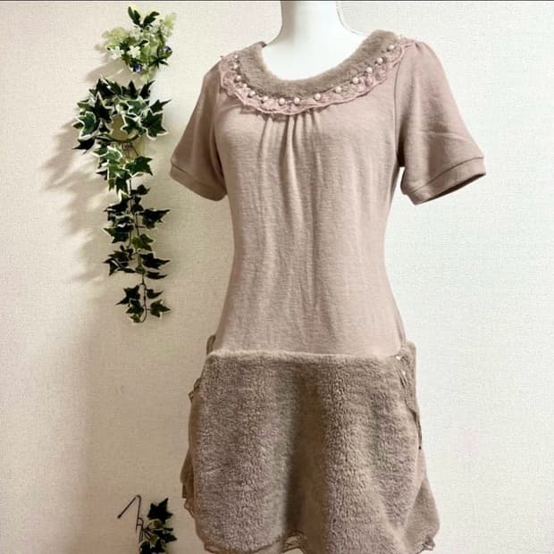 일본 빈티지 y2k 퍼 드레스