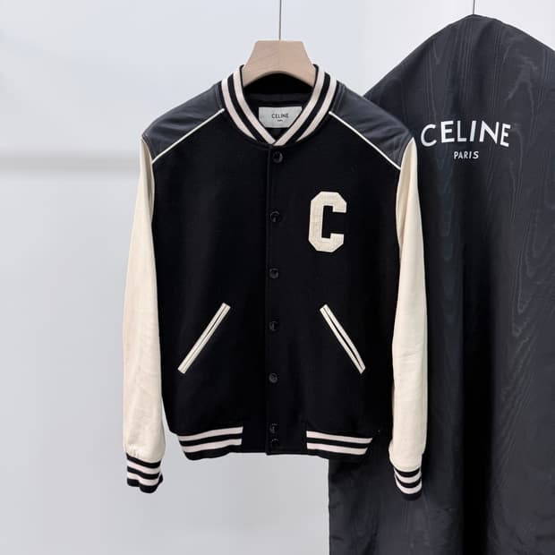 [A+급/46] 셀린느 C 로고 테디 바시티 자켓 블랙