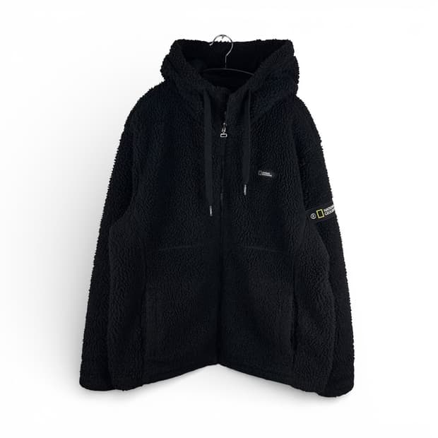 (110) 내셔널지오그래픽 양털 플리스 후드집업 블랙