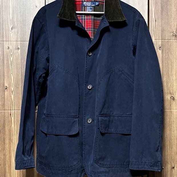 폴로 헌팅 코튼 워크 자켓 안감 타탄 루즈핏  M