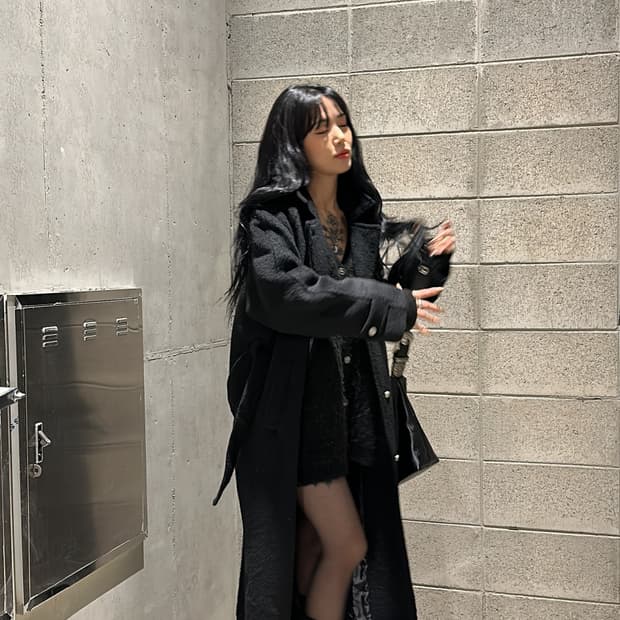 미스테리어스호텔 울 맥시 코트 블랙