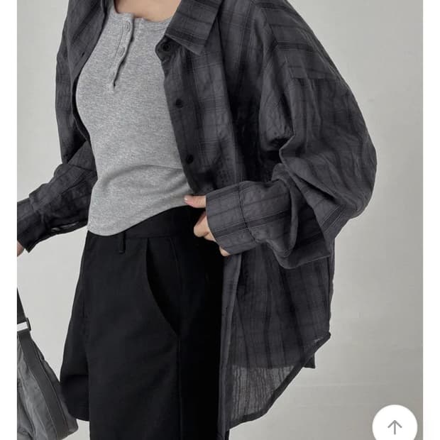 에이블리 고고싱 체크셔츠 챠콜