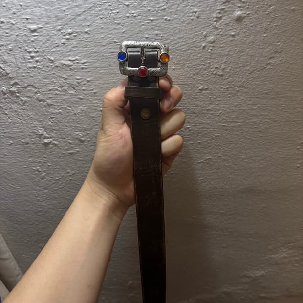 캐피탈 오일 레더 벨트 브라운