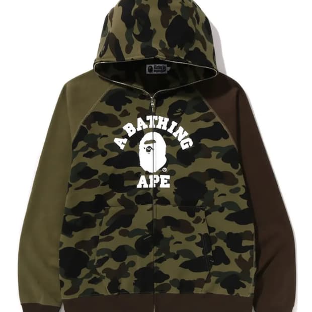 베이프 퍼스트 카모 크레이지 컬리지 후드집업 카키(녹계)