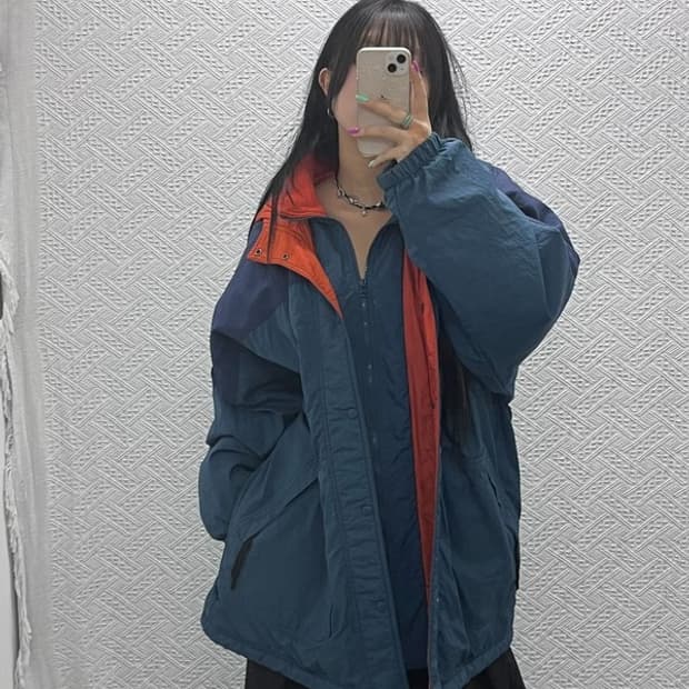 나이키 희귀 90's 레트로 더블여밈 바람막이 패딩 자켓 L C07298