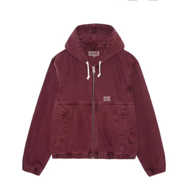 스투시 언라인드 캔버스 워크 자켓 와인