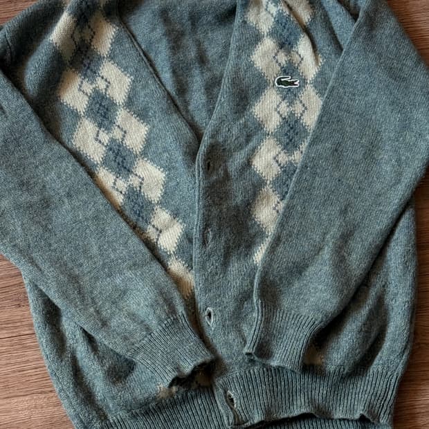 라코스테 아가일 니트 가디건 