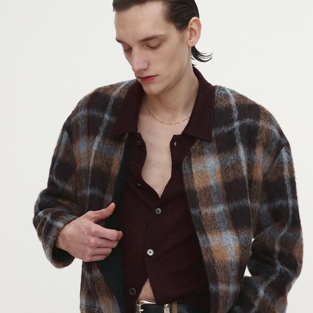 토니웩 체크드 울 모헤어 블루종