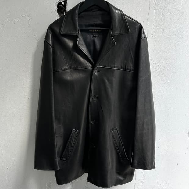 90's USA Made 골든베어 레더 코트 오버사이즈 코트