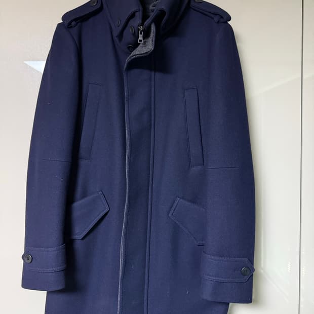 솔리드옴므 네이비 모직 하프코트 100사이즈