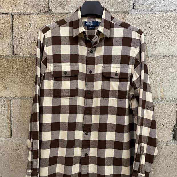 폴로 랄프로렌 브라운 체크 워크 셔츠 