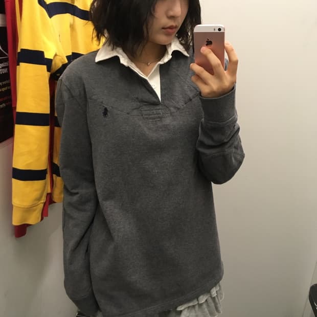 폴로 랄프로렌 클래식 럭비 셔츠 그레이
