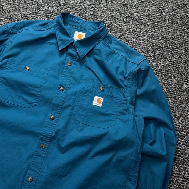 칼하트 박시핏 투포켓 워크 셔츠 블루 1347