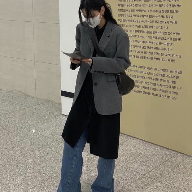 트리밍버드 핸드메이드 캐시미어 숏 자켓 그레이