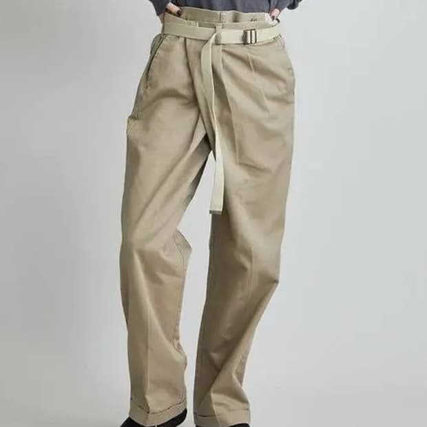 메종유레카 벨티드 랩 치노 팬츠 베이지OS