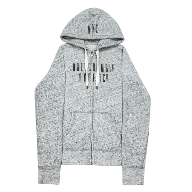 아베크롬비 빈티지 Y2K 스펠로고 기모 쥐색 그레이 후드집업 자켓 L