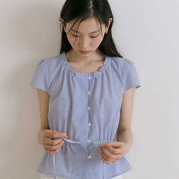 링서울 셔링 스트라이프 블라우스 shirring Peplum blouse