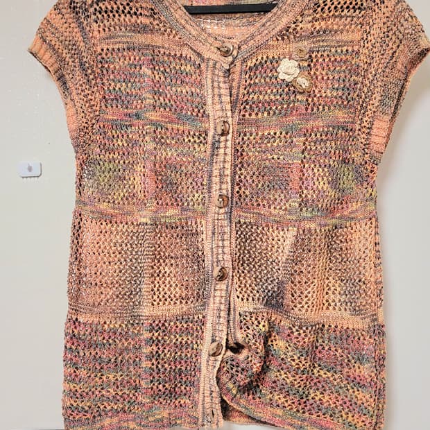 일본 빈티지 니트 반팔 가디건