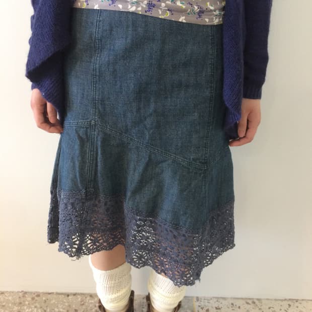 크로쉐 데님 스커트