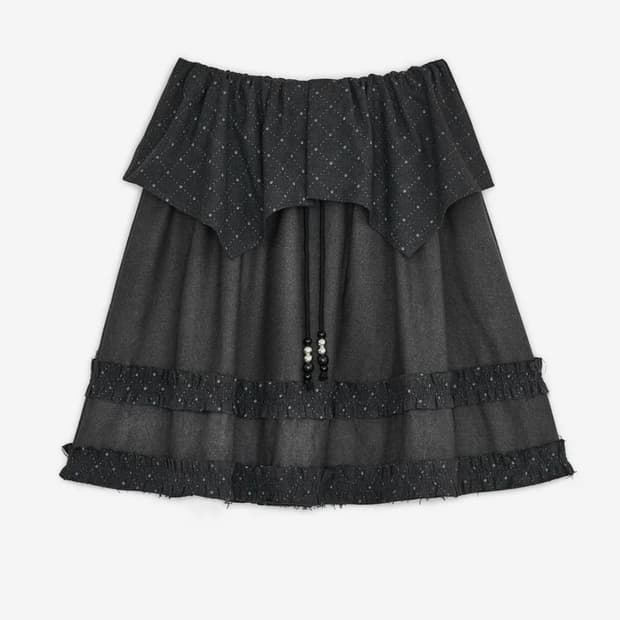 허그유어스킨 아가일 케이프 미디 스커프 차콜 