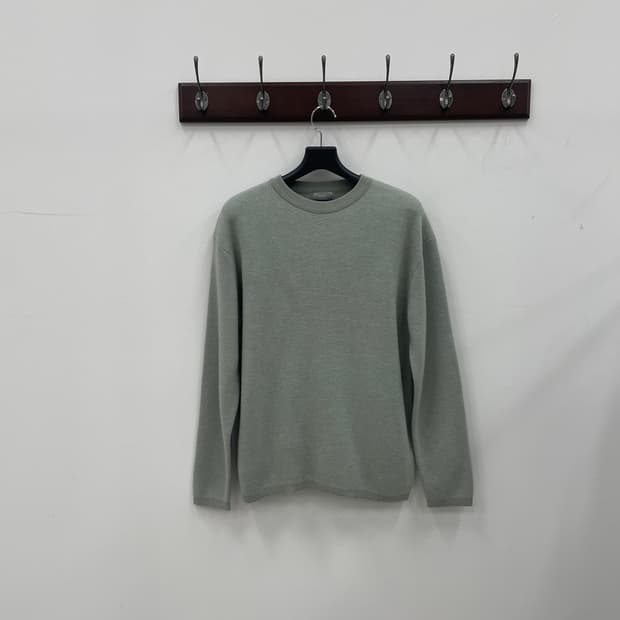 쿠어 라운드넥 캐시미어 혼방 민트 니트