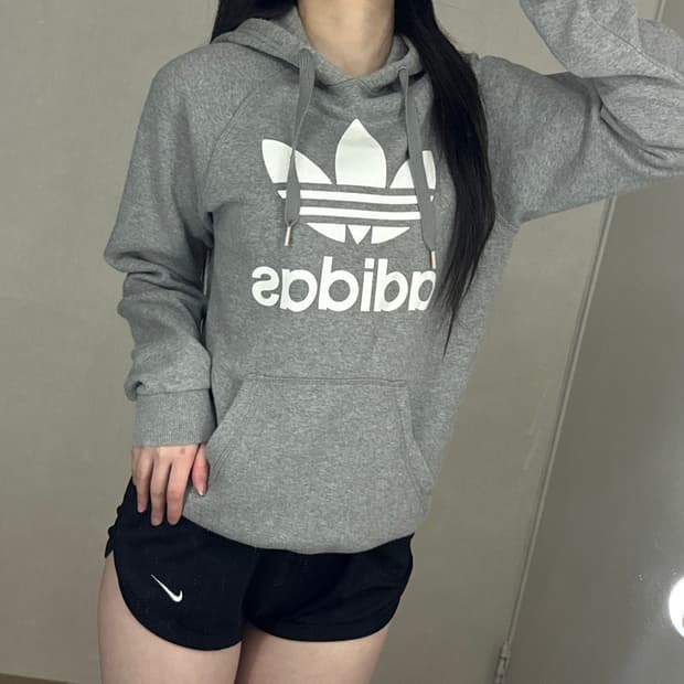 아디다스 불꽃 파이어버드 빅 로고 후드티 그레이