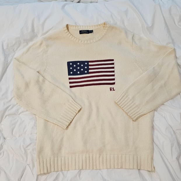 랄프로렌 아이코닉 플래그 스웨터 크림