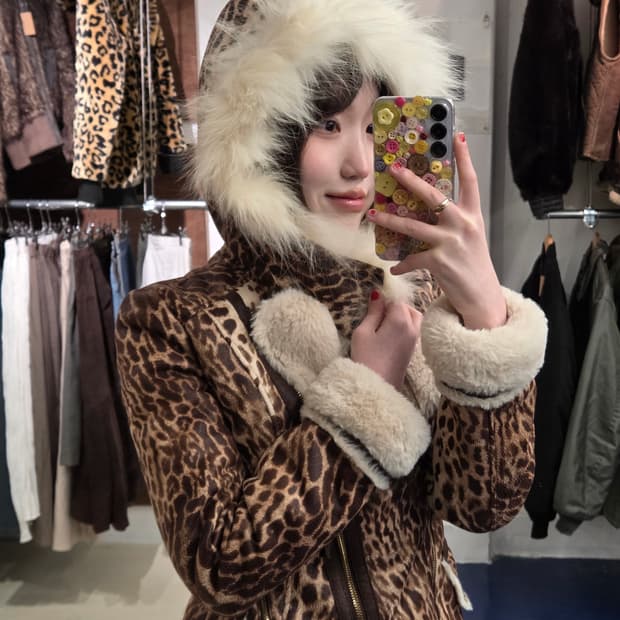 EGOIST Y2K 갸루 호피 후드 자켓