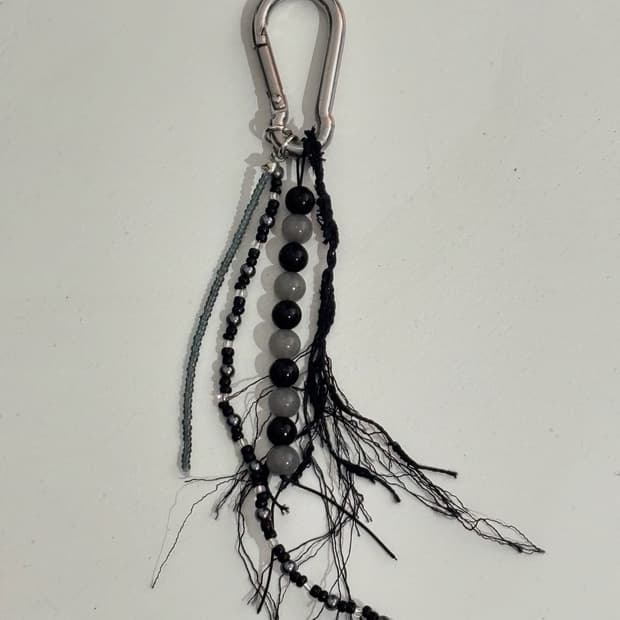 Black Beads Keyring